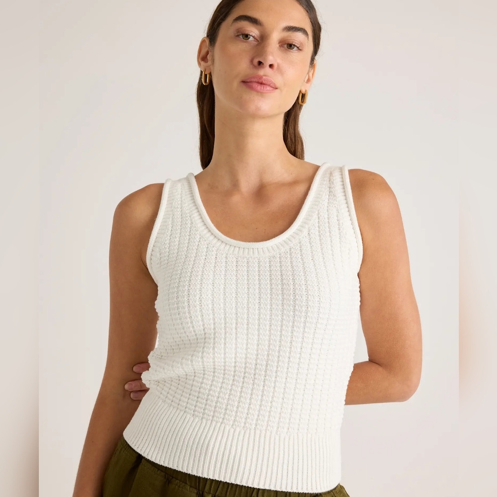 Quince Waffle Cropped Sweater Tank
